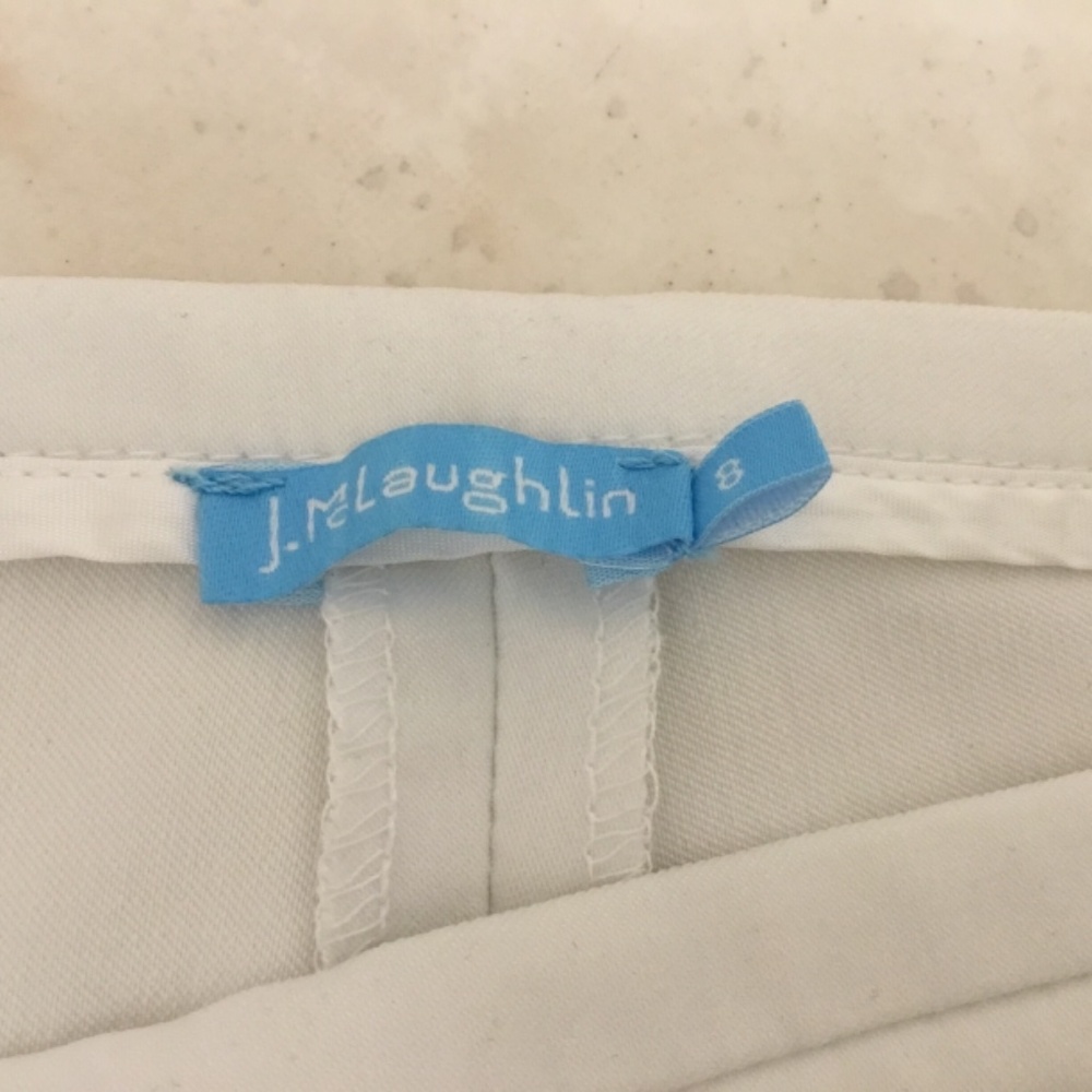 J McLaughlin Pants Womens Size 8 White Side Zipper Stretchy - Picture 2 of 5